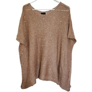 7136 * Noelle Knit Oversized Boxy Sequin Sweater Brown One Size